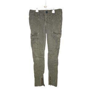 Free People Skinny Cargo Pants | Women's Size 24 | Olive Green Ankle Zip